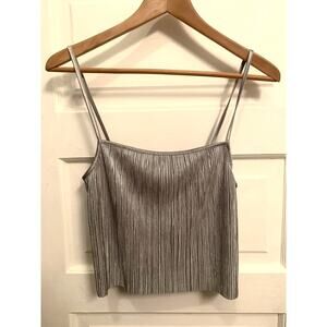 NWT, Silver Shimmer Cropped Cami Top, Oak + Fort Size M, Glam, Downtown